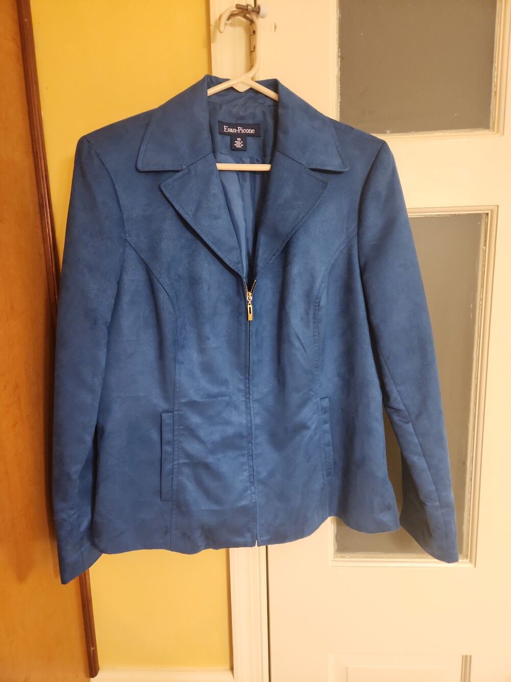 Evan-Picone Vintage Turquoise Blue Suede Material Blazer Jacket Size 10